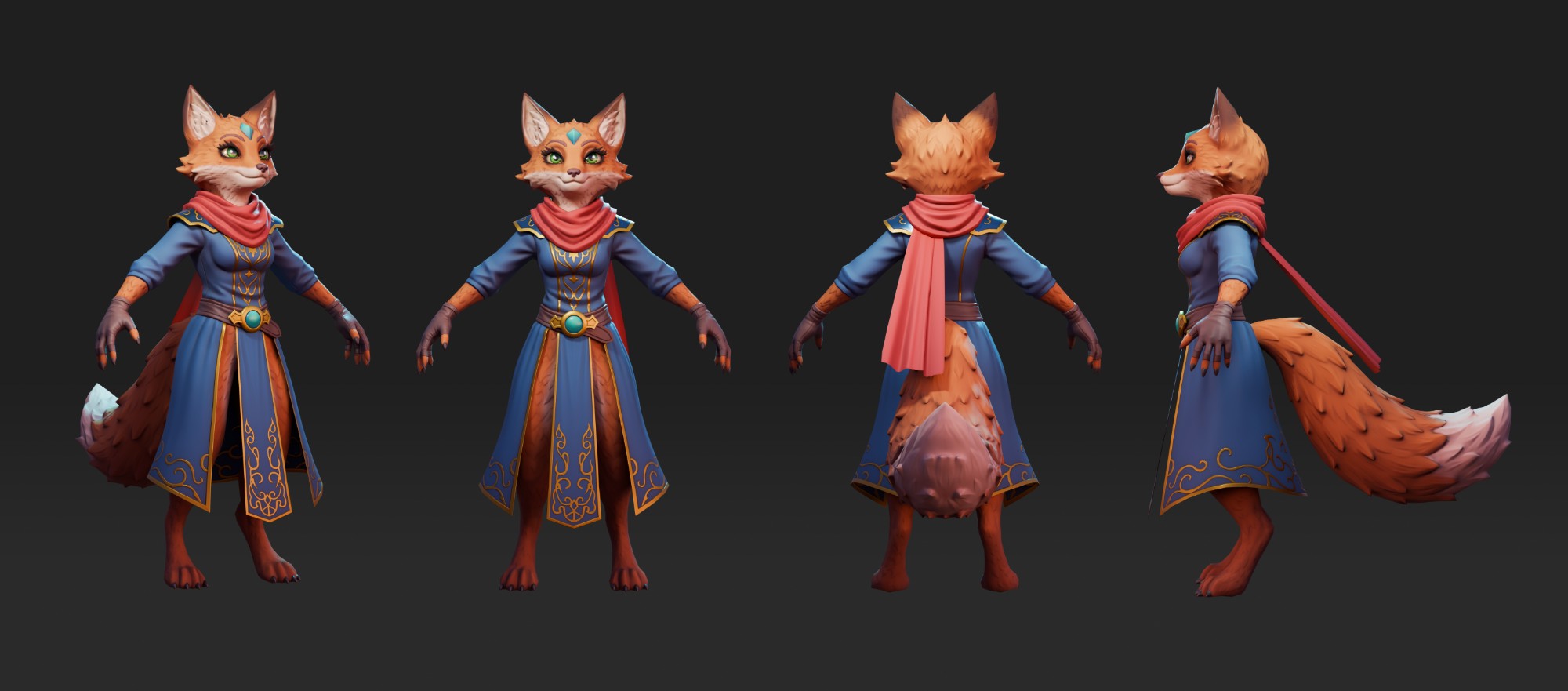 Vulpis Spellcaster concept art turnaround