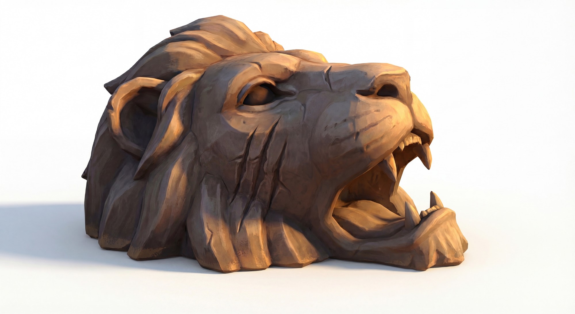 Carved stone lion head relic